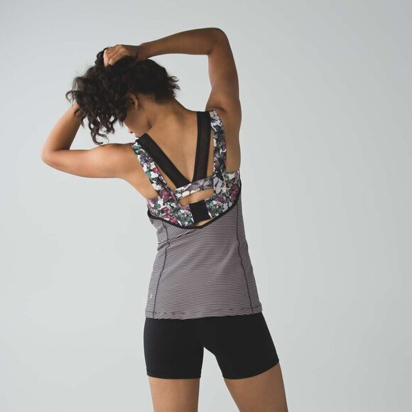 Lululemon Super Sport Tank Mini Pop Stripe Black Mink Berry size 6 - Picture 1 of 9